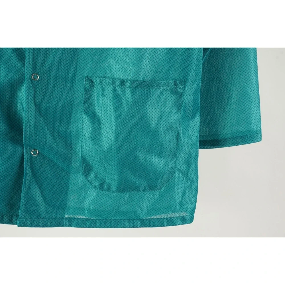 Vintage Shiny Rave & Clubbing Snap Front Shirt Jacket Mens Large Open Collar USA